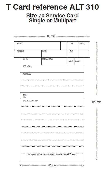 Workshop Booking T Board Size 70