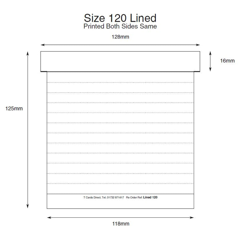 Lined  T Card Size 120