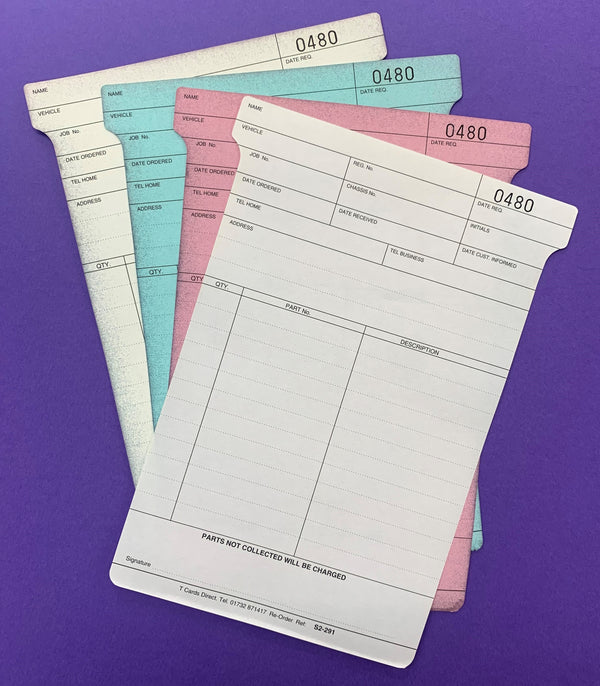 Motor Trade Parts T Card Ref S2-291 (4 Part)