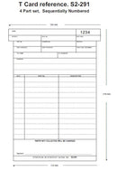 Motor Trade Parts T Card Ref S2-291 (4 Part)